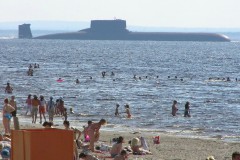 Typhoon SSBN that the Russian service called Project-941 Akula, at the beach